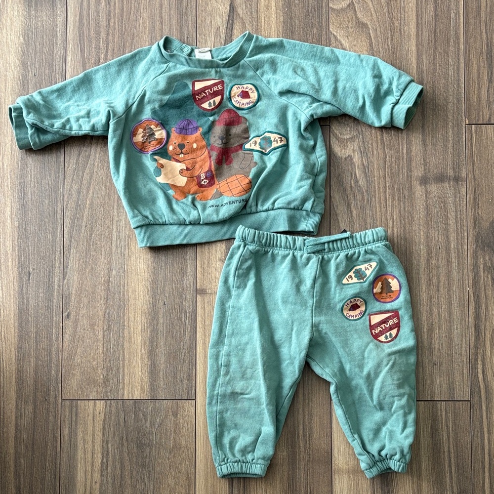 H&M Kids Teal Sweatshirt and Joggers Set